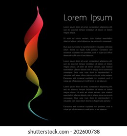 Vector abstract background for flyer, blank, card, banner, invitation, brochure cover design template. Spectrum beauty design element with text on black.