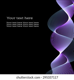 Vector abstract background for flyer, blank, card, banner, invitation, brochure cover design template. Colorful wave design element with text on black.