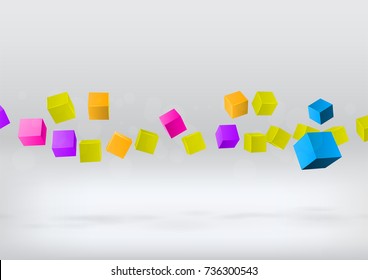 Vector abstract background. Flying colorful cubes.