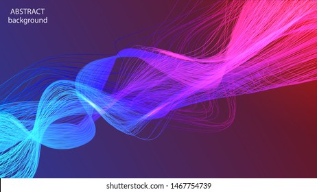 Vector abstract background in the form of glowing colored wavy lines. EPS 10.