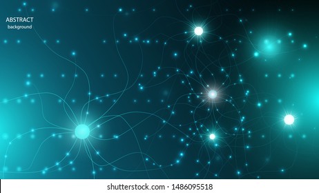 Vector abstract background in the form of glowing nerve cells and fibers. EPS 10.