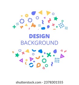 Vector abstract background frame of geometric shapes. Pattern of dots, hearts, triangles, stars, particles, molecules, fragments. Poster for technology, medicine, presentations, business.