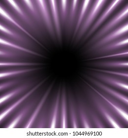 Vector abstract background with free space in the center, light effect on black background, purple color