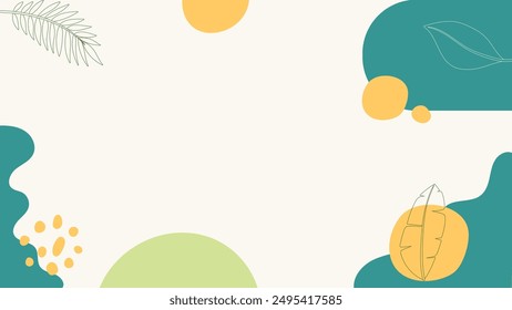 Vector abstracto de fondo con frutas, hojas, flores y plantas