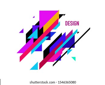 Vector abstract background. Geometric composition of purple, yellow, pink and blue rectangles. EPS10.