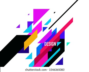 Vector abstract background. Geometric composition of purple, yellow, pink and blue rectangles. EPS10.