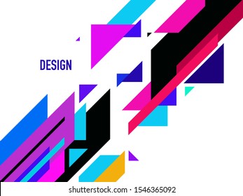 Vector abstract background. Geometric composition of purple, yellow, pink and blue rectangles. EPS10.