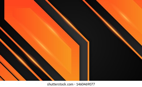 Vector abstract background of geometric shapes with sparkling orange light. Background design templates frame modern technology, luxury, sport. Eps 10 Vector illustration.