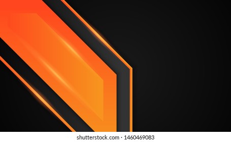 Vector abstract background of geometric shapes with sparkling orange light. Background design templates frame modern technology, luxury, sport. Eps 10 Vector illustration.