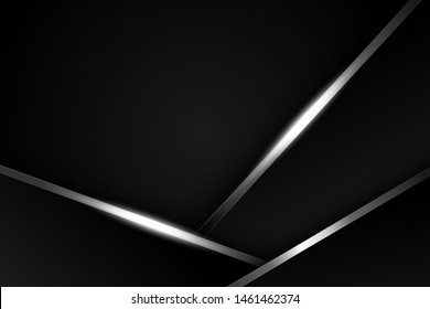 Vector abstract background of geometric shapes with sparkling silver light. Modern luxury frame template design. Eps 10 Vector illustration.