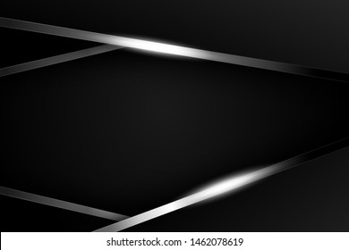 Vector abstract background of geometric shapes with sparkling silver light. Modern luxury frame template design. Eps 10 Vector illustration.