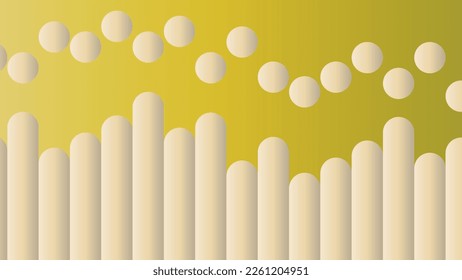 Vector abstract background. Geometric wallpaper. Cylinders placed next to each other in the bottom. Circles above the cylinders. Abstract vector background, gradient color.