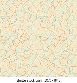 Vector abstract background. Geometrical bright seamless pattern. Endless texture with circles, squares and others figures, Can be used for pattern fills, web page background, surface textures.