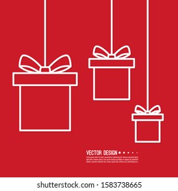 Vector abstract background with gift box and ribbon. Holiday illustration.