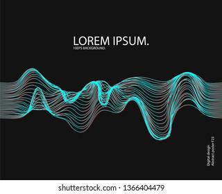 Vector abstract background with a glitch dynamic waves, lines. Music sound dynamic 10 eps background. Illustration suitable for cover, design, text, advertising banner. 