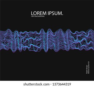 Vector abstract background with a glitch dynamic waves, lines. Music sound dynamic 10 eps background. Illustration suitable for cover, design, text, advertising banner. 