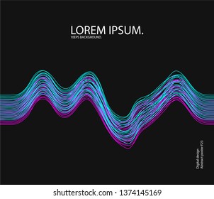 Vector abstract background with a glitch dynamic waves, lines. Music sound dynamic 10 eps background. Illustration suitable for cover, design, text, advertising banner. 