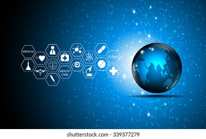 Vector Abstract Background Globe And Medical Health Care Innovation Concept