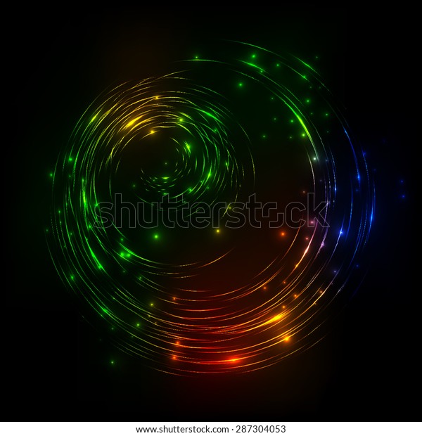 Vector Abstract Background Glowing Lines Circles Stock Vector (Royalty