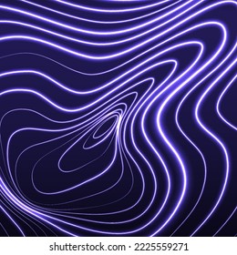 Vector abstract background with glowing wave swirls in motion. The concept of the movement of neon curves and spirals. Techno design.