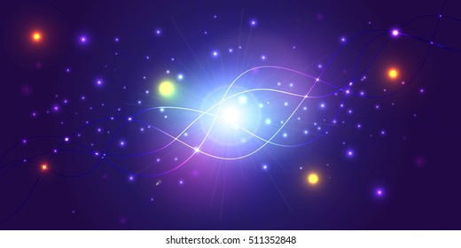 Vector abstract background. Glowing wavy lines and flare. Easy editable