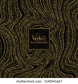 Vector abstract background with gold glitter on black