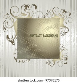 Vector abstract background with a gold vintage vignette on a silver background
