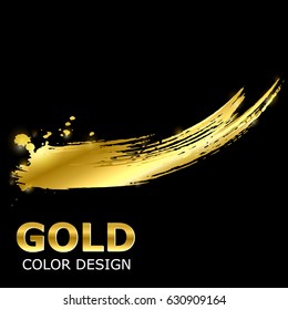 Vector abstract background with golden paint strokes. Gold style. Fashionable glamorous element for your design of postcard, magazine, poster, banner