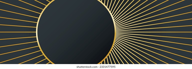 Vector abstract background with golden ray lines on dark background with empty space for your text