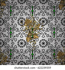 Vector abstract background with golden repeating elements on a background. Oriental classic golden pattern.