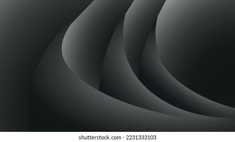 Vector abstract background in gradient color. Black and white transition. Layers in different gradients. Fantastic eye-catching background. 3D effect, plastic.