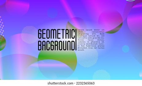 Vector Abstract Background with Gradient Mesh Holographic Circles. Hipster Graphic Template Design with Lines, Dots, Round Shapes. Dynamic Style for your Business Brochure.