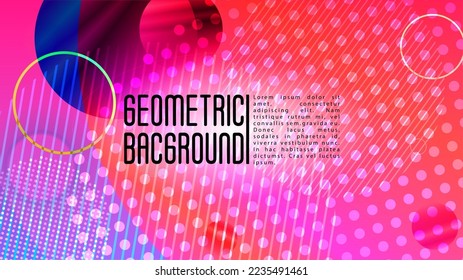 Vector Abstract Background with Gradient Mesh Holographic Circles. Hipster Graphic Template Design with Lines, Dots, Round Shapes. Identity Style for your Business Flyer.