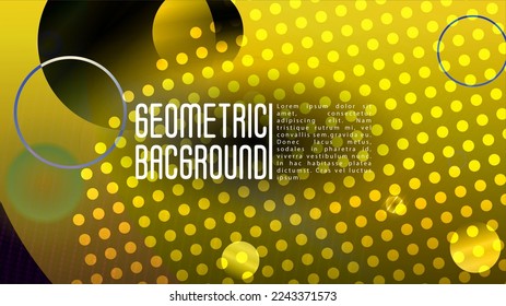 Vector Abstract Background with Gradient Mesh Holographic Circles. Bright Geometric Page Design with Lines, Dots, Round Shapes. Memphis Print for your Business Layout.