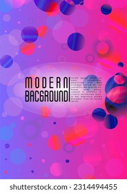 Vector Abstract Background with Gradient Mesh Holographic Circles. Bright Geometric Page Design with Lines, Dots, Round Shapes. Memphis Print for your Business Layout.