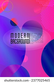 Vector Abstract Background with Gradient Mesh Holographic Circles. Bright Geometric Page Design with Lines, Dots, Round Shapes. Dynamic Style for your Business Brochure.