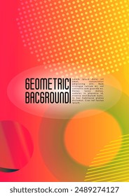 Vector Abstract Background with Gradient Mesh Holographic Circles. Bright Geometric Page Design with Lines, Dots, Round Shapes. Innovation Style for your Business Cover.