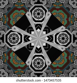 Vector abstract background in gray, brown and blue colors. Floor tiles, porcelain ceramic tile, geometric seamless pattern for surface and floor, marble floor tiles.