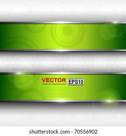 Vector abstract background, green banners and fantasy lights.