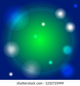Vector abstract background with green and blue  circles gradient.