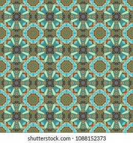 Vector abstract background in green, brown and blue colors. Floor tiles, porcelain ceramic tile, geometric seamless pattern for surface and floor, marble floor tiles.
