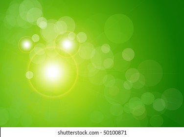 Vector abstract background green and fresh bokeh