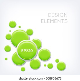 Vector abstract background with green glossy buttons