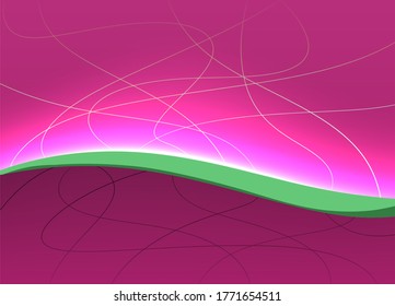 vector abstract background with a green line and light effects