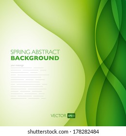Vector abstract background with green waves. Presentation template. 