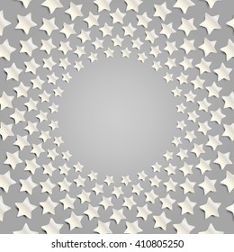 Vector abstract background. Grey stars in a circle with shadow. Eps 10.