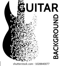 vector abstract background with guitar and notes.