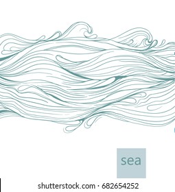 Vector abstract background with hand drawn waves on white