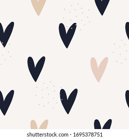 Abstrakter Hintergrund der Vektorillustration mit Herzen Kinder Nahtlose Muster Einfache Formen Moderner Skandinavien-Stil
