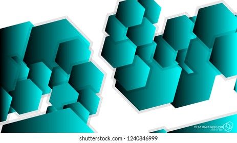 Vector Abstract Background Hexagon blue light and shadow